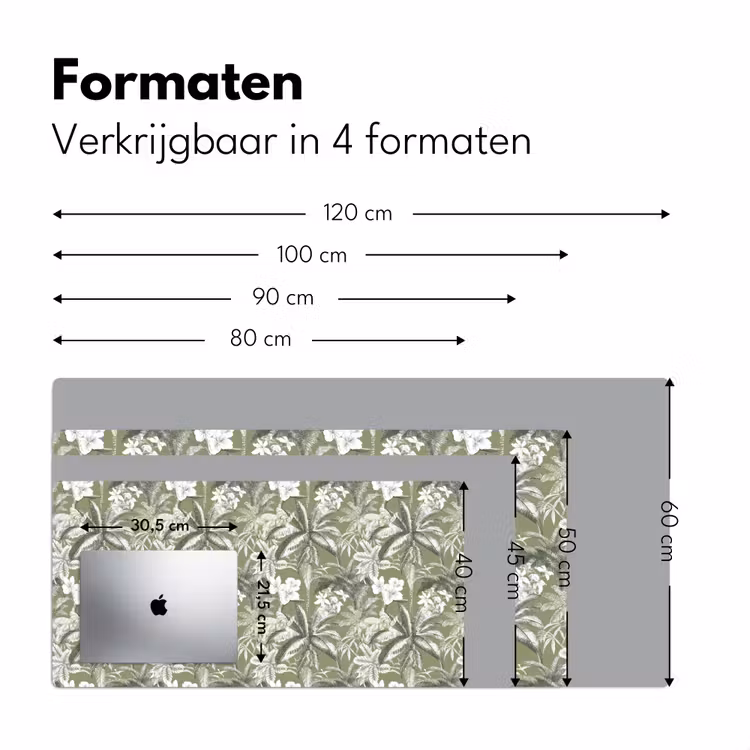 Botanisch - Bloemen - Groen Muismat XXL klein 681 -sfeer5