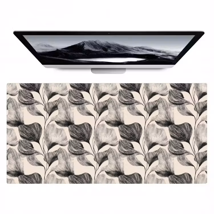 Botanisch - Bladeren - Zwart Muismat XXL klein 681 -zzz3d