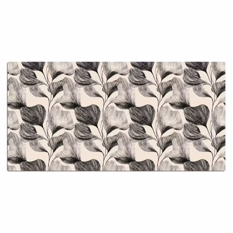 Botanisch - Bladeren - Zwart Muismat XXL klein 681 -3d_leeg