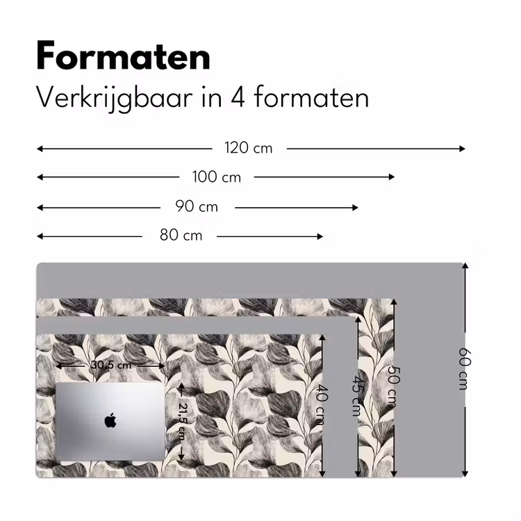 Botanisch - Bladeren - Zwart Muismat XXL klein 681 -sfeer5