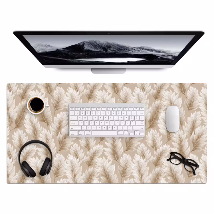 Botanisch - Patroon - Beige Muismat XXL klein 681 -3d