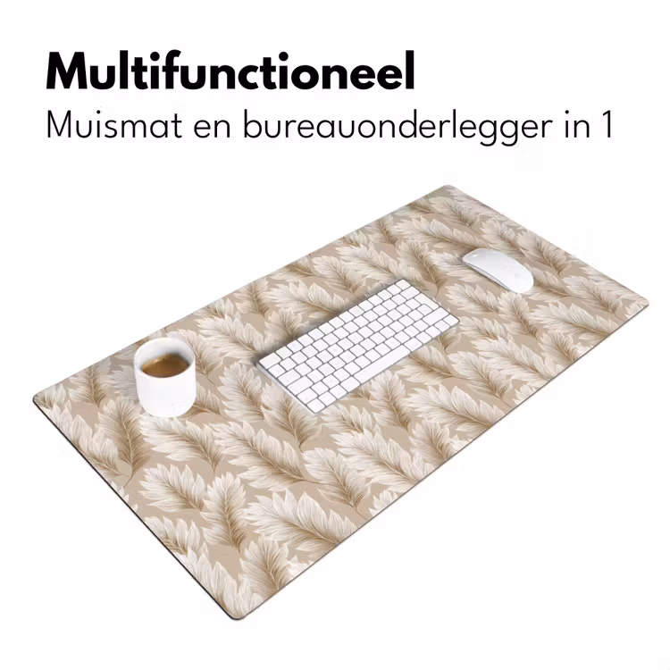 Botanisch - Patroon - Beige Muismat XXL klein 681 -sfeer4
