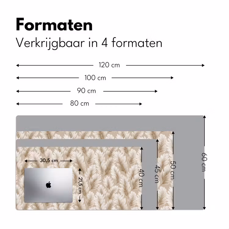 Botanisch - Patroon - Beige Muismat XXL klein 681 -sfeer5