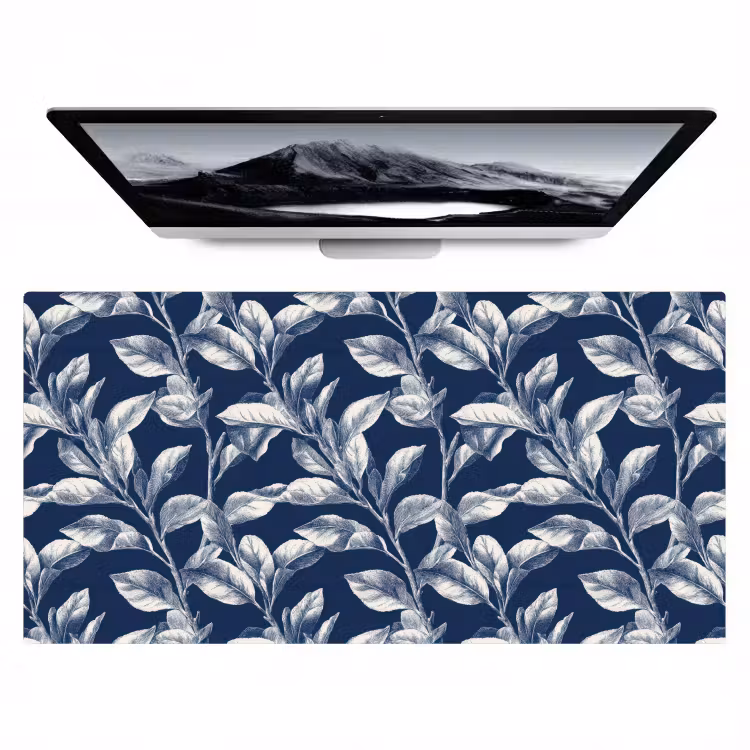 Botanisch - Patroon - Blauw Muismat XXL klein 681 -zzz3d