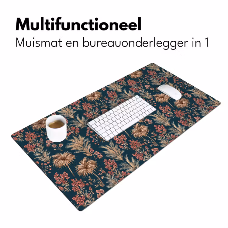 Botanisch - Patroon - Blauw Muismat XXL klein 681 -sfeer4