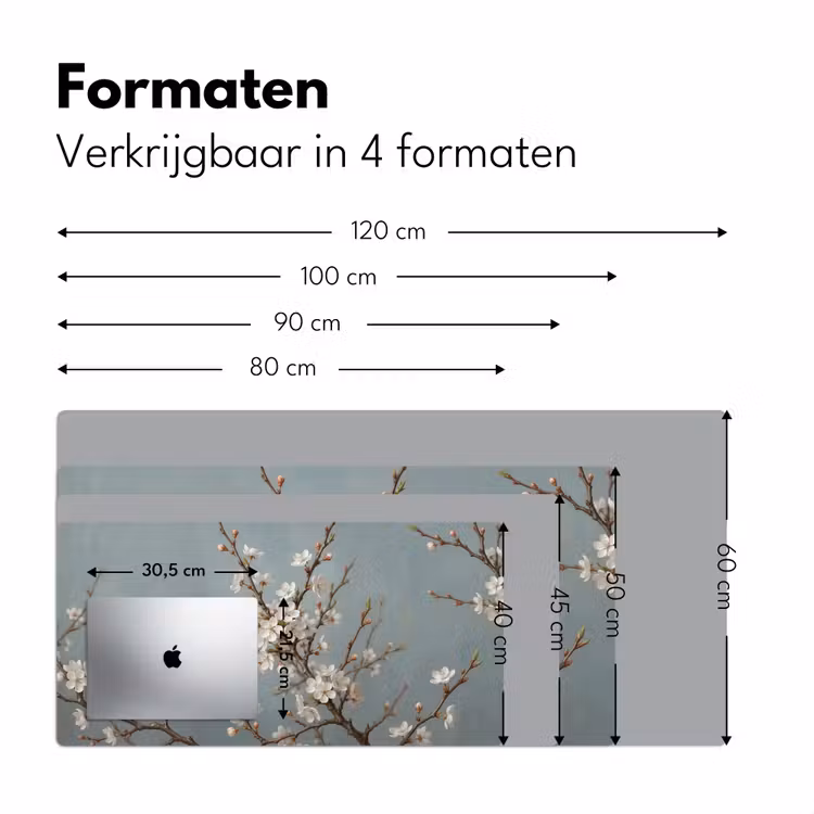 Botanisch - Stilleven - Blauw Muismat XXL klein -sfeer5