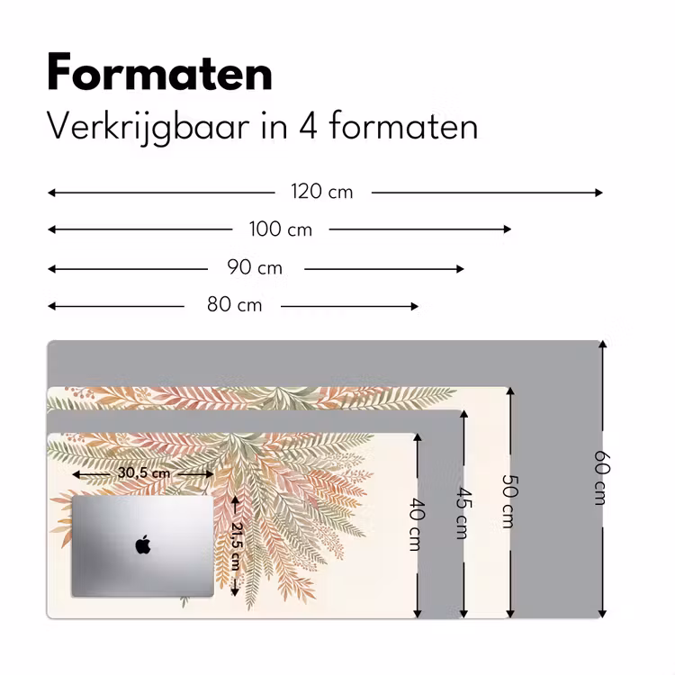 Botanisch - Aquarel - Kleurrijk Muismat XXL klein -sfeer5