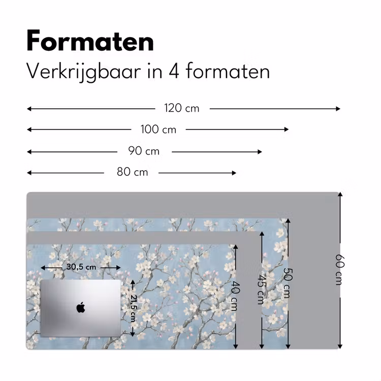 Takken - Kersenbloesem - Blauw Muismat XXL klein -sfeer5