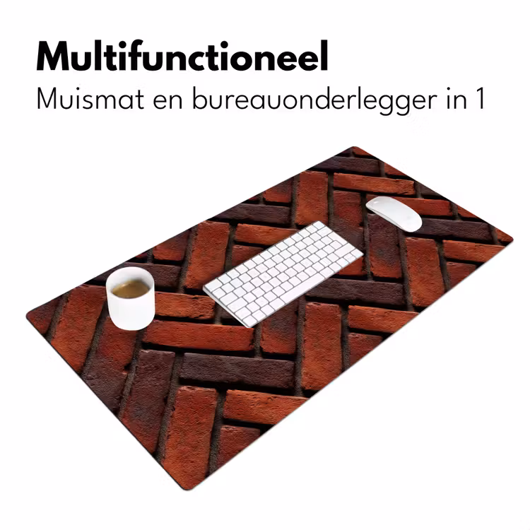 Bakstenen - Visgraat - Structuur - Roodbruin Muismat XXL klein 681 -sfeer4