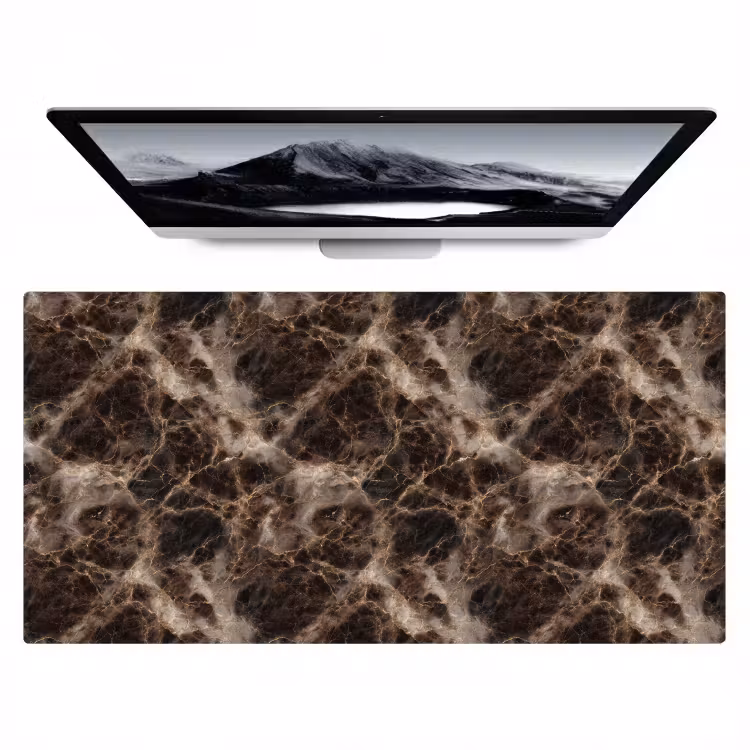 Bruin - Goud - Marmer Muismat XXL klein 681 -zzz3d