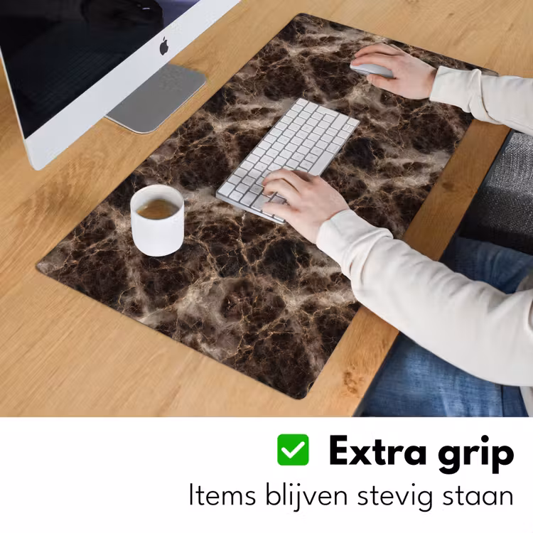 Bruin - Goud - Marmer Muismat XXL klein 681 -sfeer3