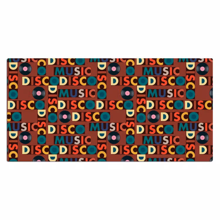 Bruin - Retro - Disco - Patroon Muismat XXL klein 681 -3d_leeg