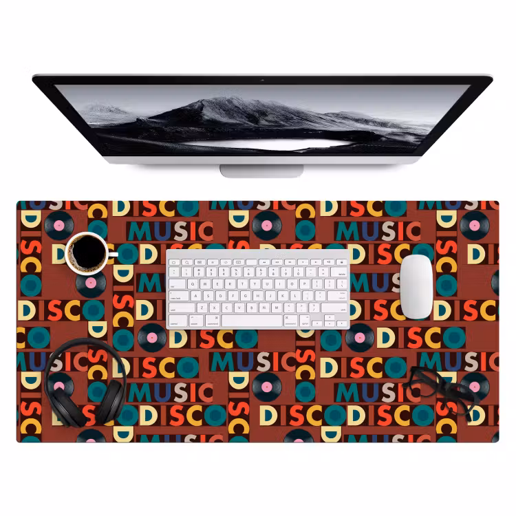 Bruin - Retro - Disco - Patroon Muismat XXL klein 681 -3d
