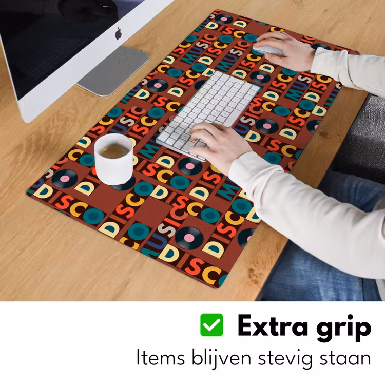 Bruin - Retro - Disco - Patroon Muismat XXL klein 681 -sfeer3