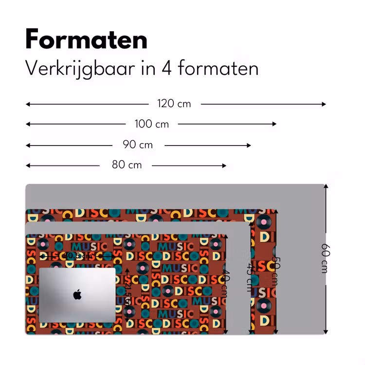 Bruin - Retro - Disco - Patroon Muismat XXL klein 681 -sfeer5