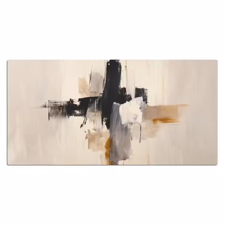 Penseelstreken - Ruw - Abstract - Beige Muismat XXL klein -3d_leeg