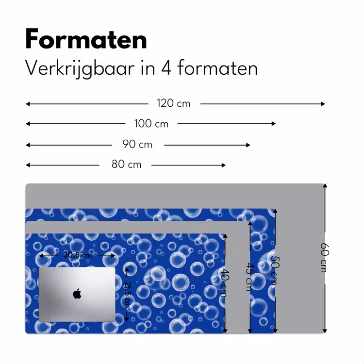 Bubbels - Patroon - Blauw Muismat XXL klein -sfeer5