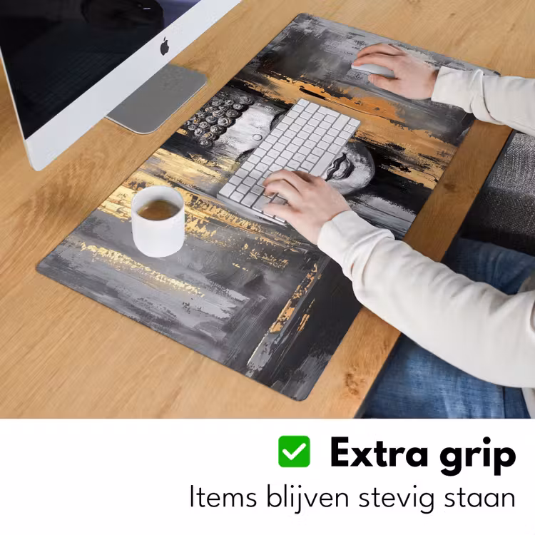 Boedhha - Penseelstreken - Goud - Abstract Muismat XXL klein -sfeer3
