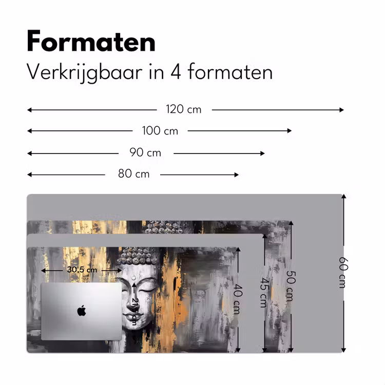 Boedhha - Penseelstreken - Goud - Abstract Muismat XXL klein -sfeer5
