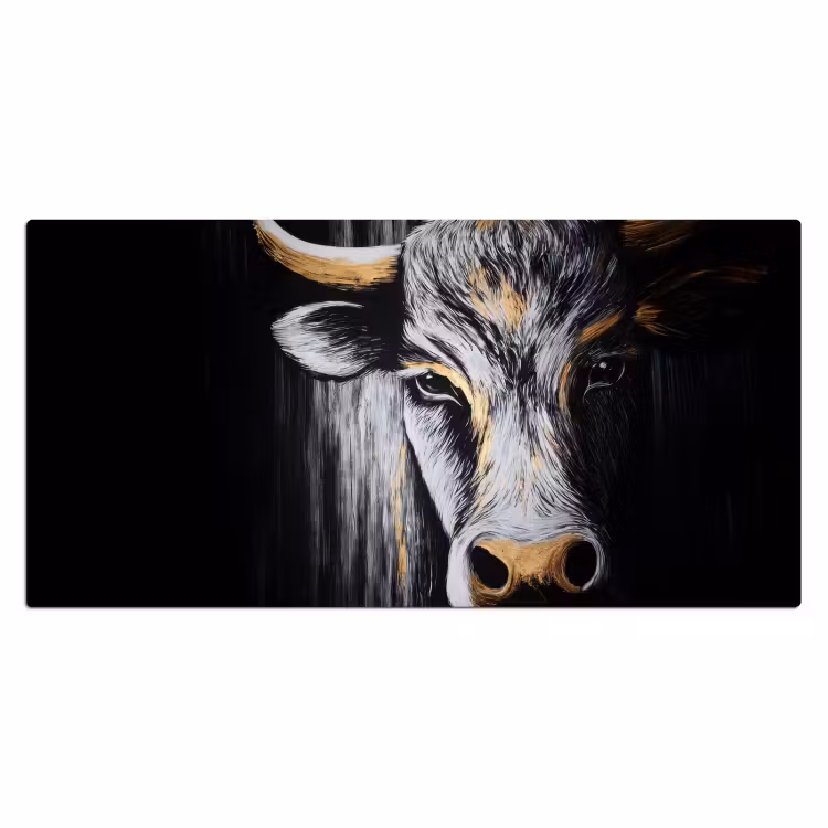 Stier - Hoorns - Snuit - Goud Muismat XXL klein -3d_leeg