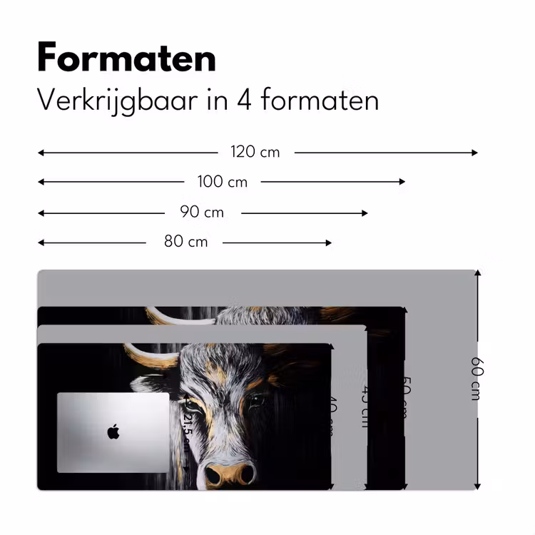 Stier - Hoorns - Snuit - Goud Muismat XXL klein -sfeer5