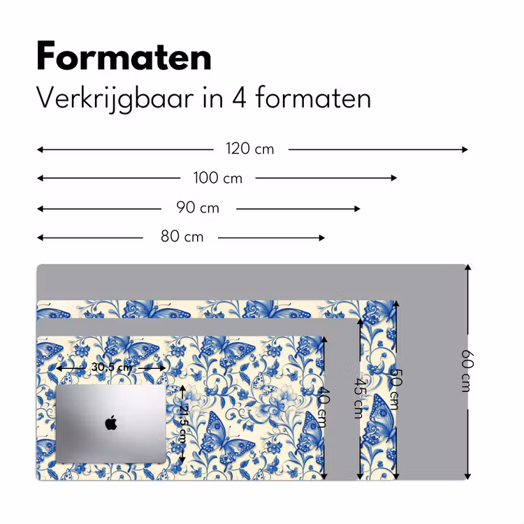 Vlinders - Bloemen - Blauw - Botanisch Muismat XXL klein 681 -sfeer5