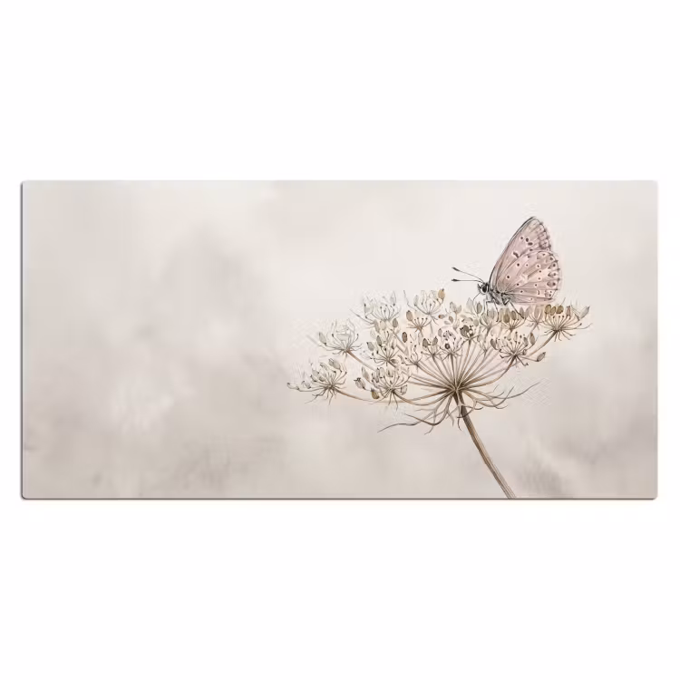 Vlinder - Bloem -Natuur - Beige Muismat XXL klein -3d_leeg