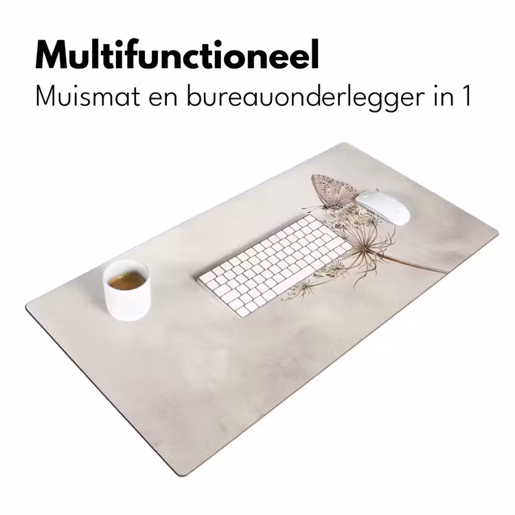 Vlinder - Bloem -Natuur - Beige Muismat XXL klein -sfeer4