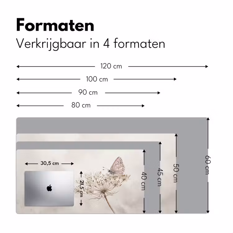 Vlinder - Bloem -Natuur - Beige Muismat XXL klein -sfeer5