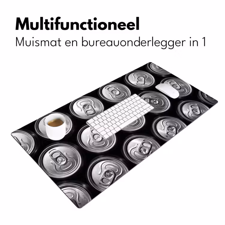 Blikjes - Aluminium - Patroon - Industrieel - Zilver Muismat XXL klein -sfeer4
