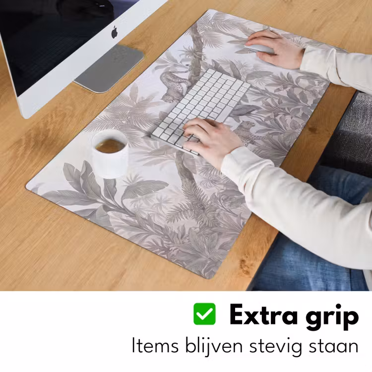 Kat - Vogel - Jungle - Illustratie - Dieren Muismat XXL klein -sfeer3