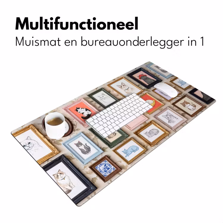 Kat - Portret - Dieren - Illustratie - Lijst Muismat XXL klein -sfeer4