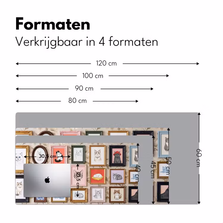 Kat - Portret - Dieren - Illustratie - Lijst Muismat XXL klein -sfeer5