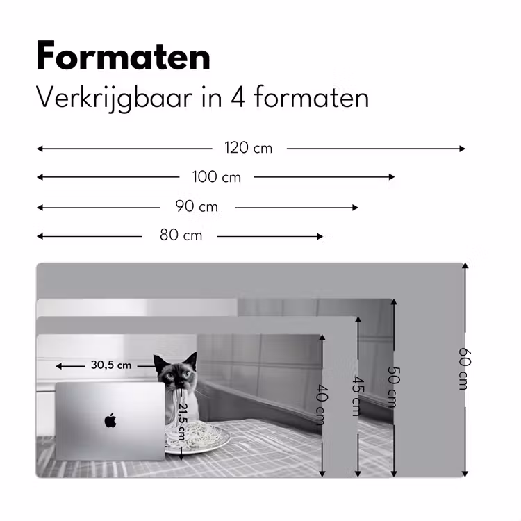 Kat - Siamees - Zwart Wit - Schattig - Dieren Muismat XXL klein -sfeer5