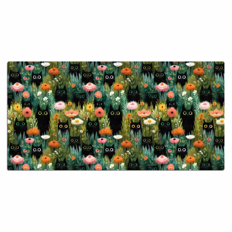 Katten - Bloemen - Kleurrijk Muismat XXL klein 681 -3d_leeg
