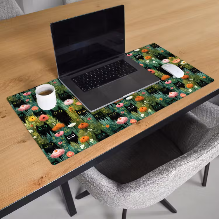 Katten - Bloemen - Kleurrijk Muismat XXL klein 681 -sfeer1