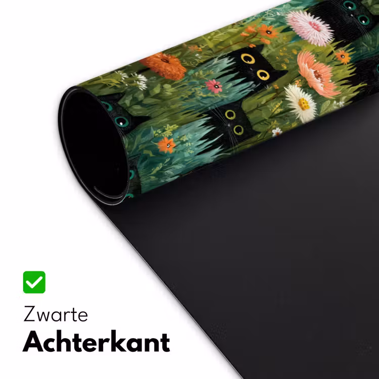 Katten - Bloemen - Kleurrijk Muismat XXL klein 681 -sfeer2