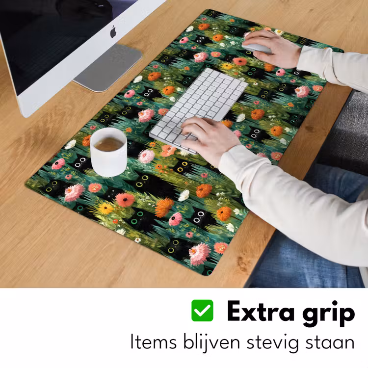 Katten - Bloemen - Kleurrijk Muismat XXL klein 681 -sfeer3