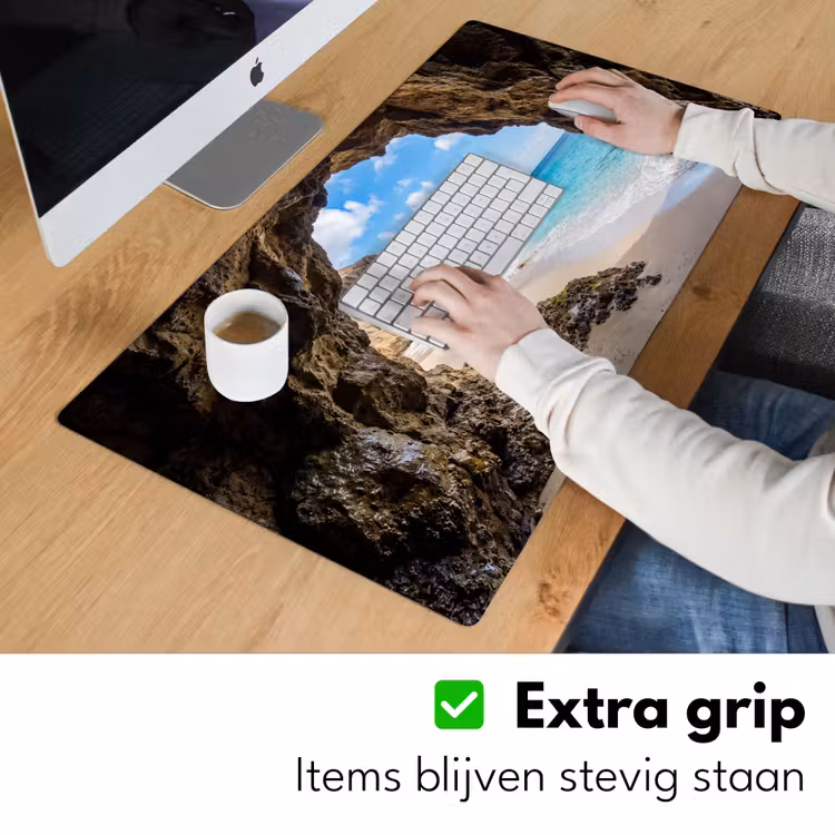 Grot - Strand - Zee - Blauw Muismat XXL klein -sfeer3