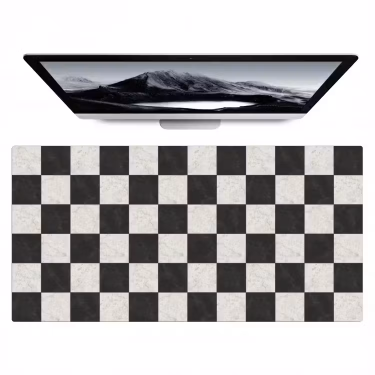 Dambord - Marmer - Zwart - Wit Muismat XXL klein 681 -zzz3d