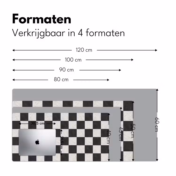 Dambord - Marmer - Zwart - Wit Muismat XXL klein 681 -sfeer5