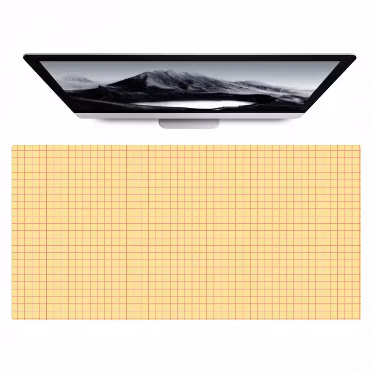 Ruitjes - Grid - Minimalistisch - Geel - Roze Muismat XXL klein 681 -zzz3d