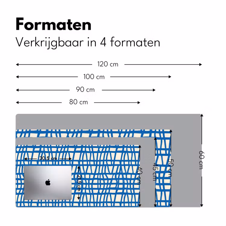 Ruitpatroon - Blauw - Crème Muismat XXL klein 681 -sfeer5