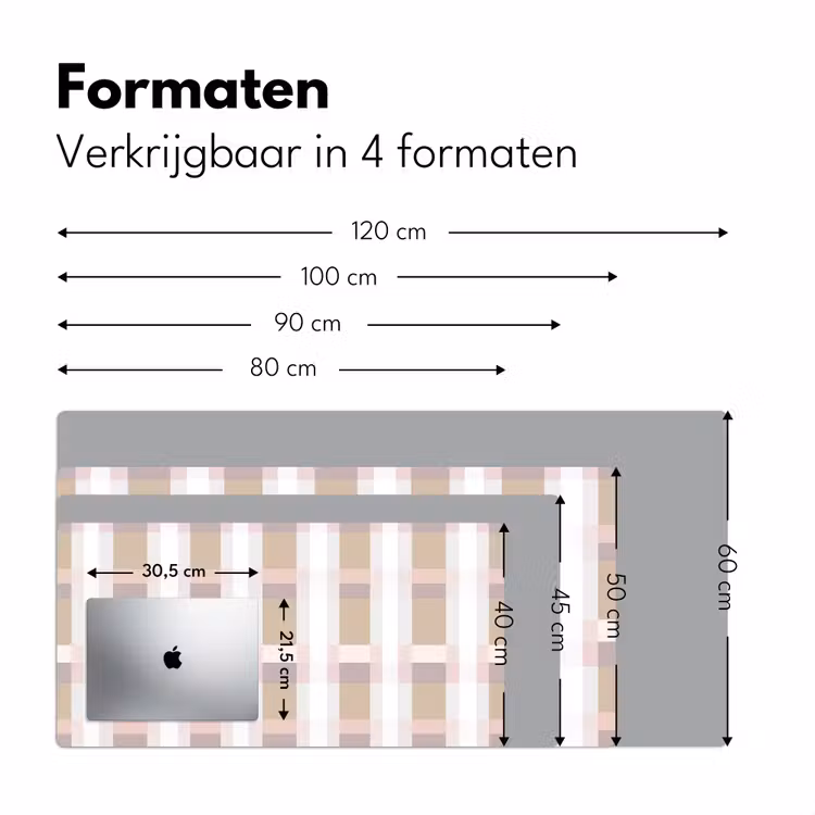 Ruitpatroon - Aardetinten - Minimalistisch Muismat XXL klein 681 -sfeer5