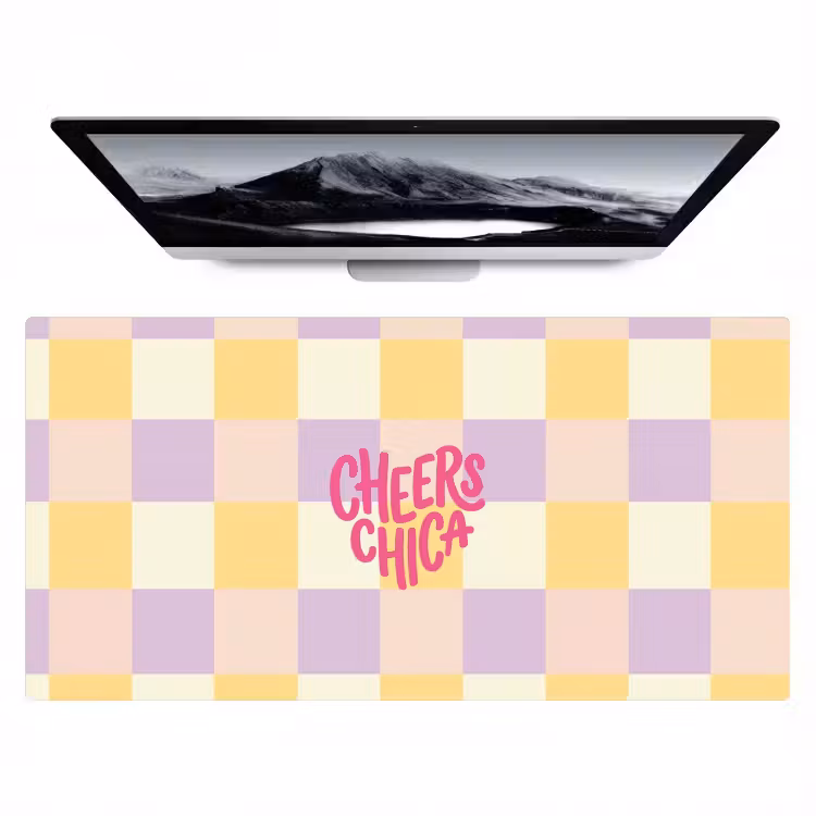 Cheers Chica - Ruitjes - Lila - Geel Muismat XXL klein -zzz3d