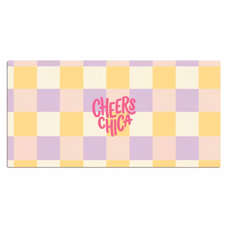 Cheers Chica - Ruitjes - Lila - Geel Muismat XXL klein -3d_leeg