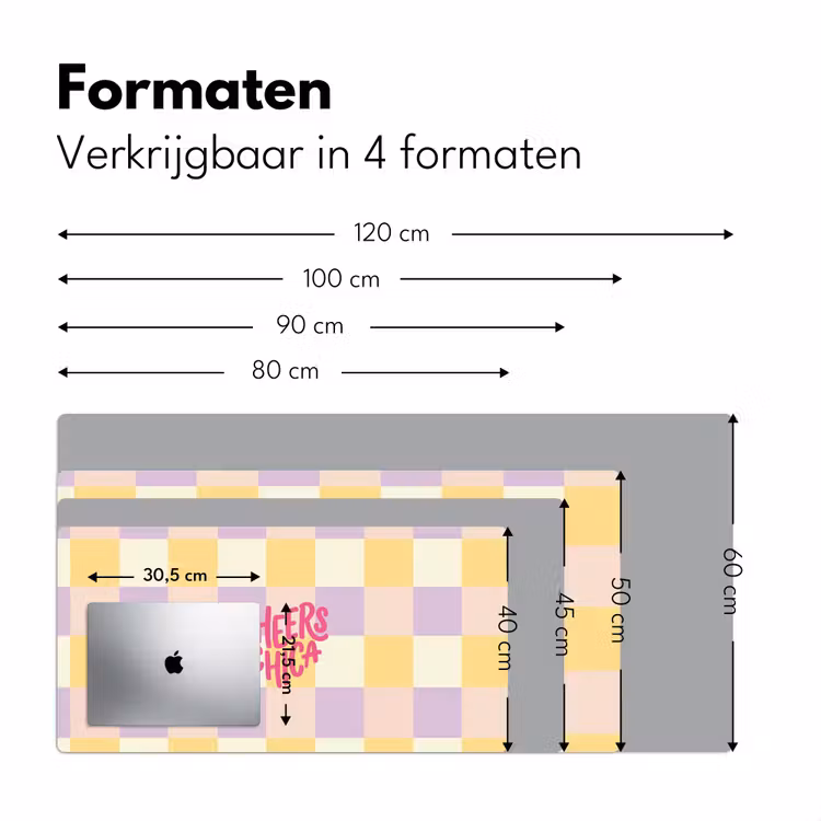 Cheers Chica - Ruitjes - Lila - Geel Muismat XXL klein -sfeer5