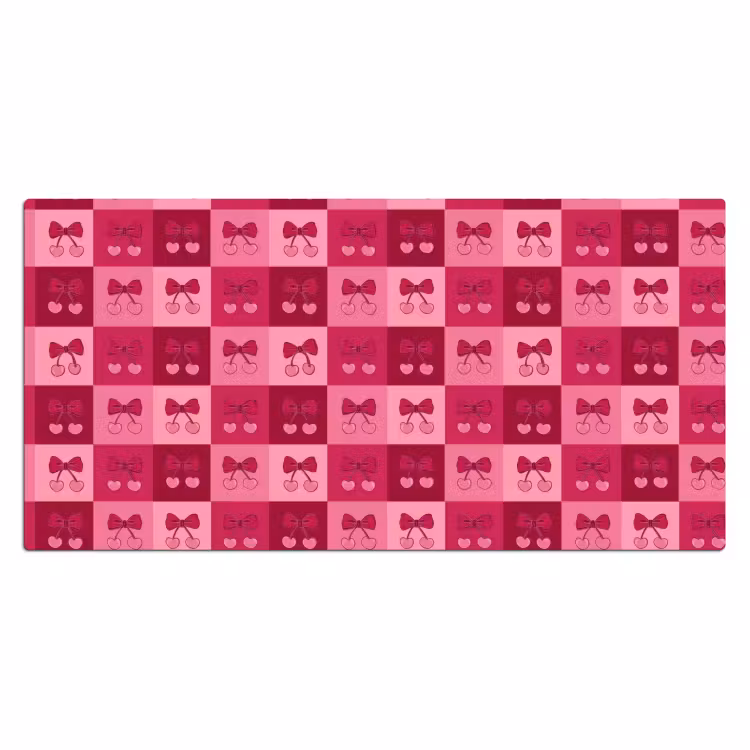Kersen - Strikjes - Speels - Roze - Bordeaux Muismat XXL klein 681 -3d_leeg
