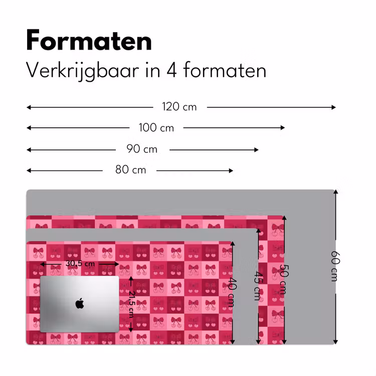 Kersen - Strikjes - Speels - Roze - Bordeaux Muismat XXL klein 681 -sfeer5
