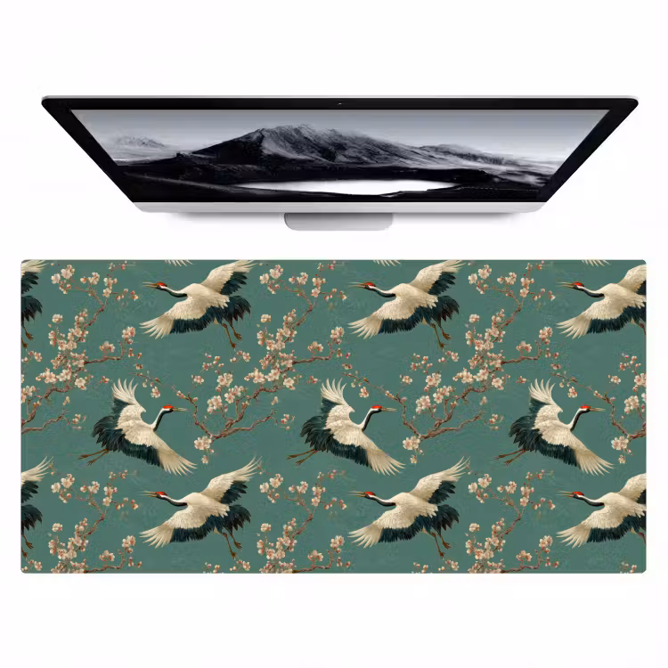 Kersenbloesem - Kraamvogels - Groen Muismat XXL klein 681 -zzz3d